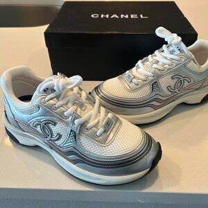 Chanel Women's White and Grey Trainers